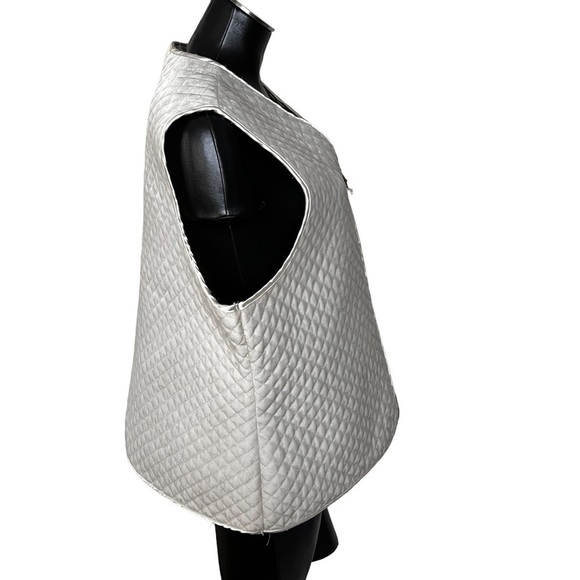 90's LIZ CLAIBORNE Villager Sport Pearl White Quilted Velvet Vest Size 1 (XL) - Picture 8 of 15